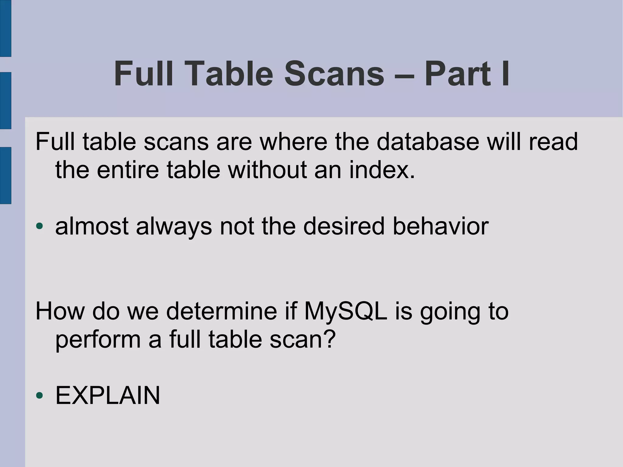 MySQL Query And Index Tuning