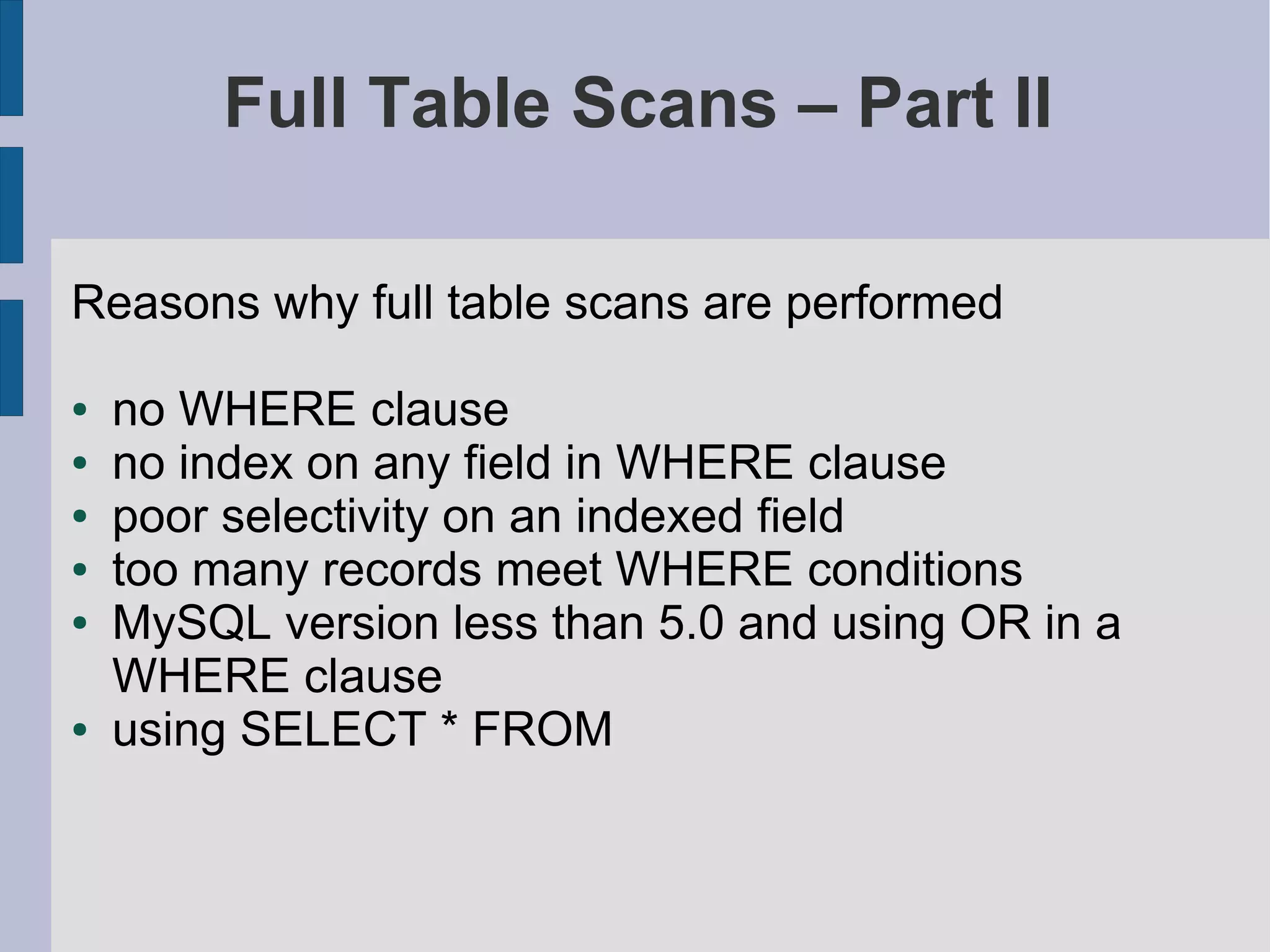 MySQL Query And Index Tuning