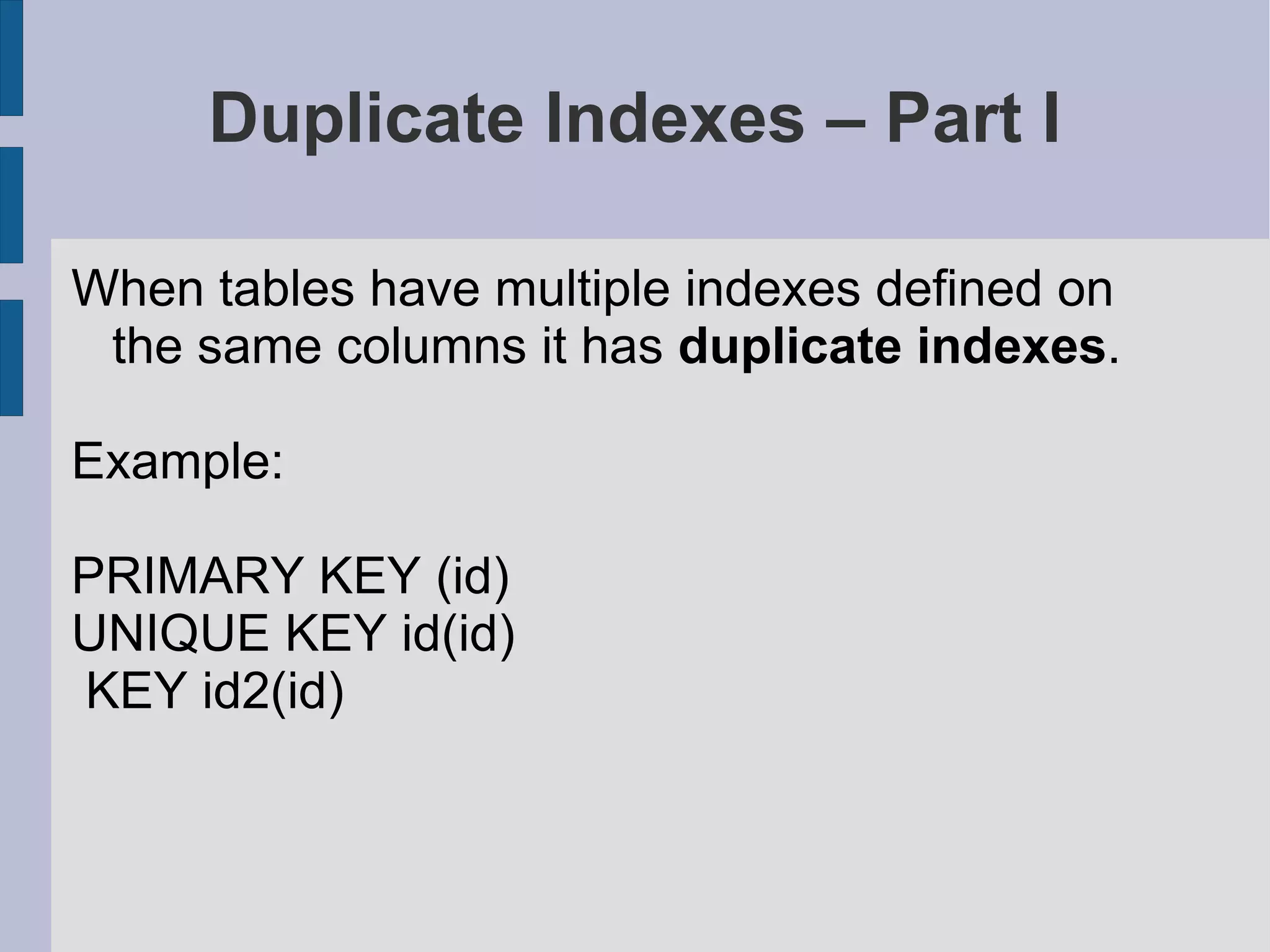 MySQL Query And Index Tuning