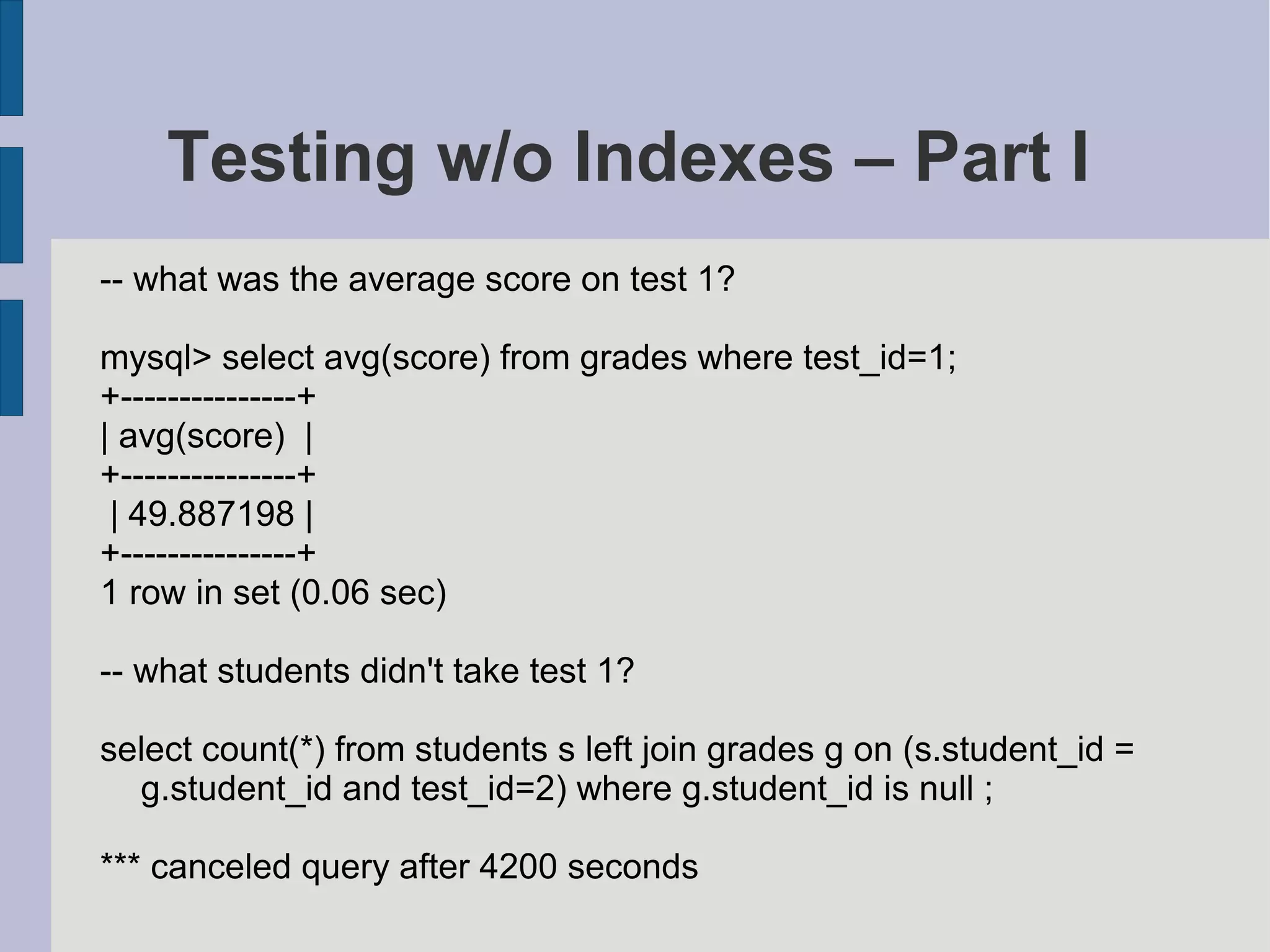 MySQL Query And Index Tuning