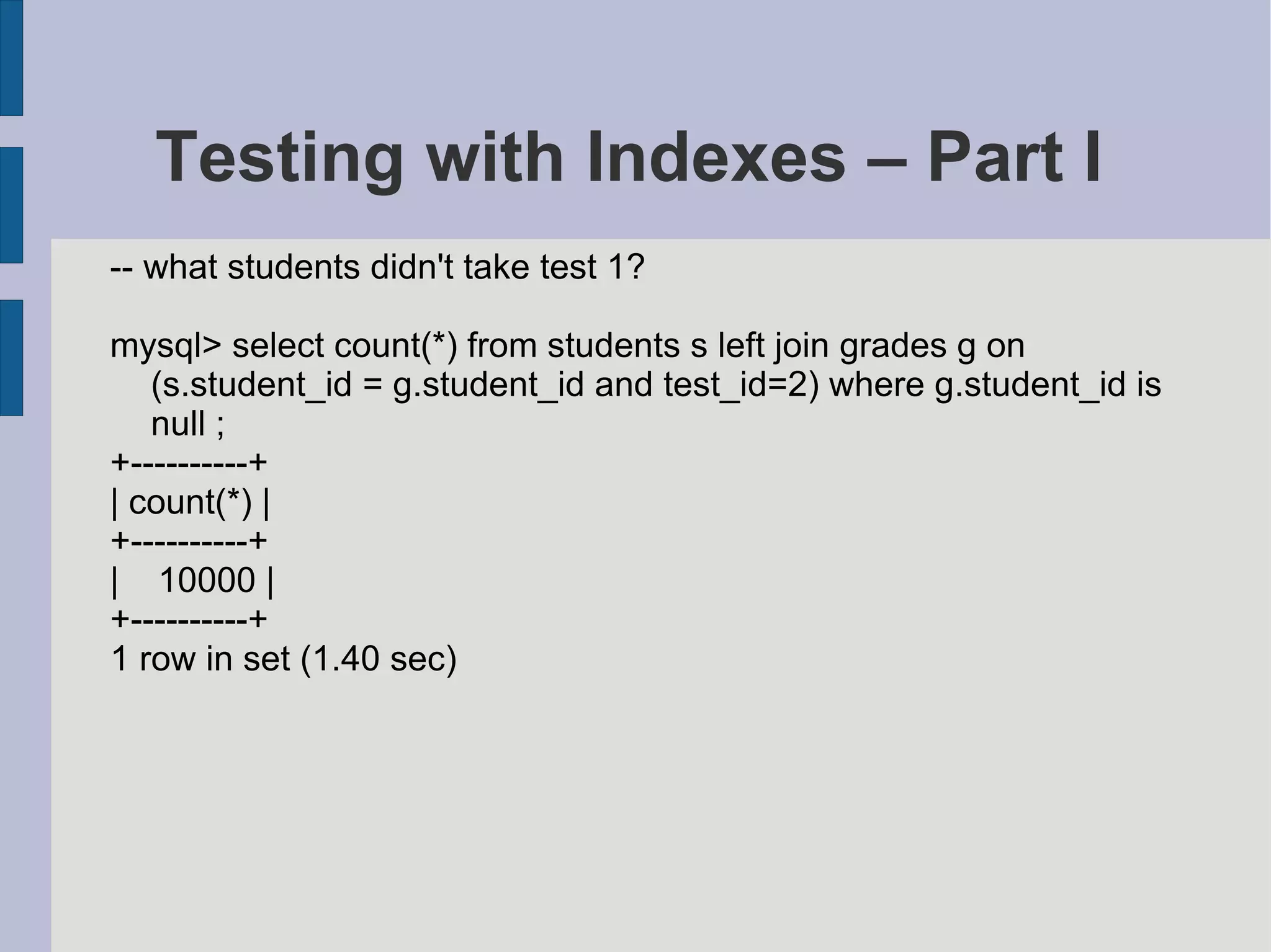 MySQL Query And Index Tuning