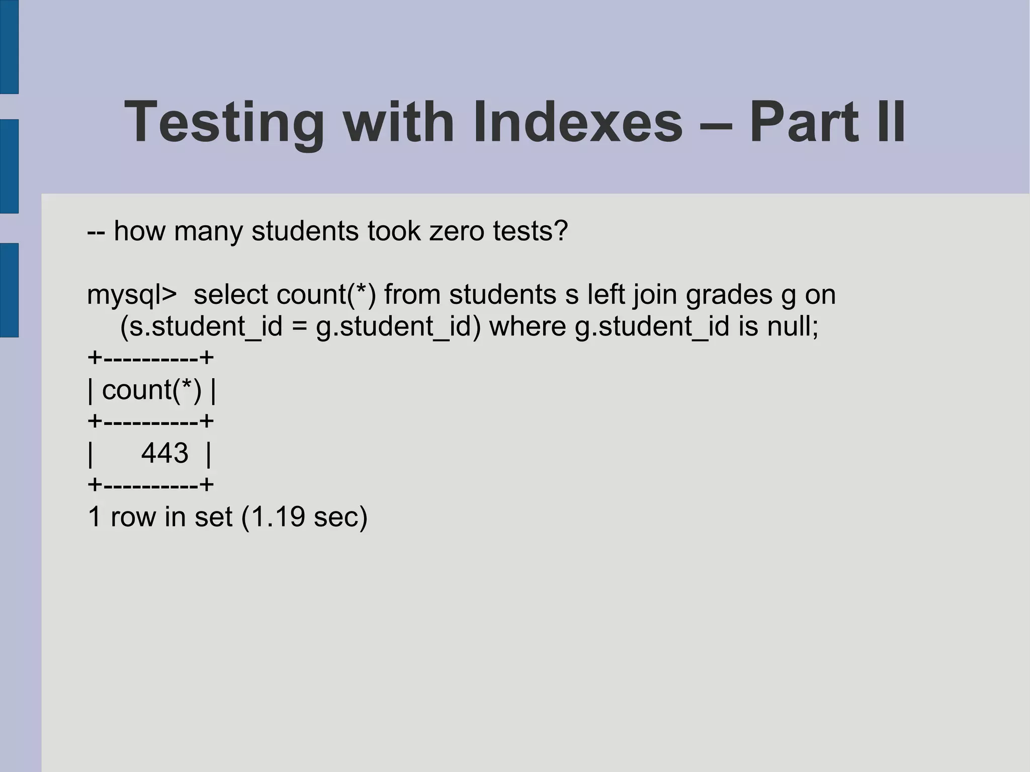 MySQL Query And Index Tuning