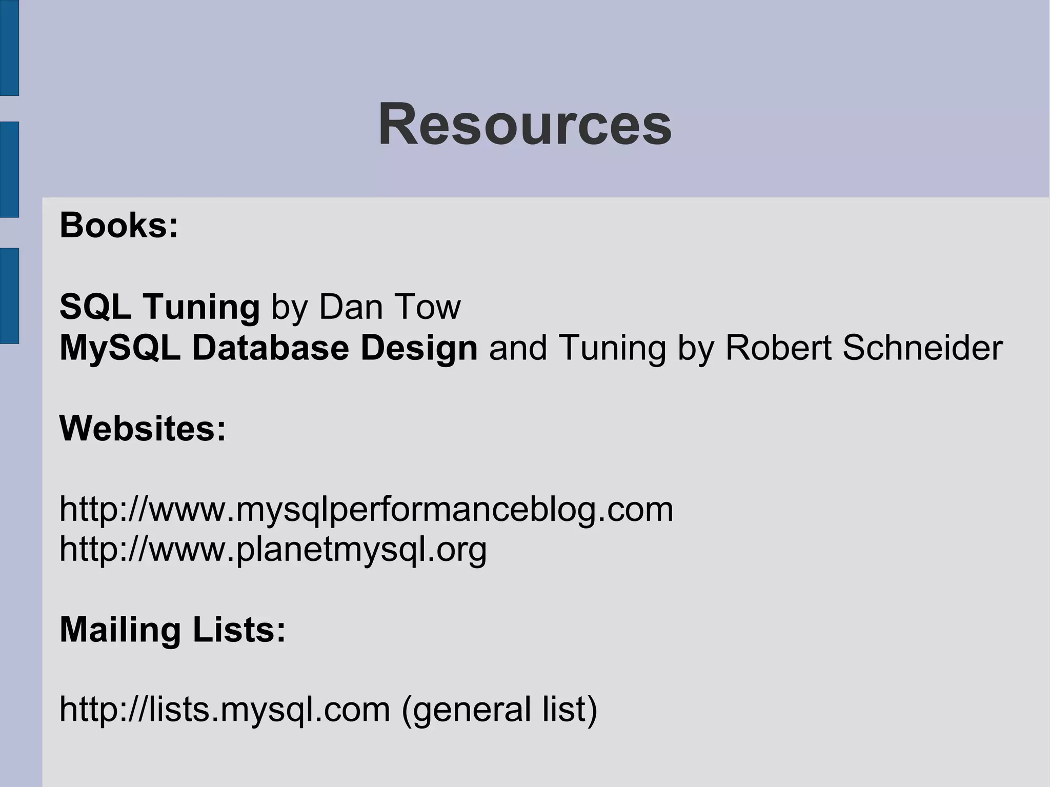 MySQL Query And Index Tuning