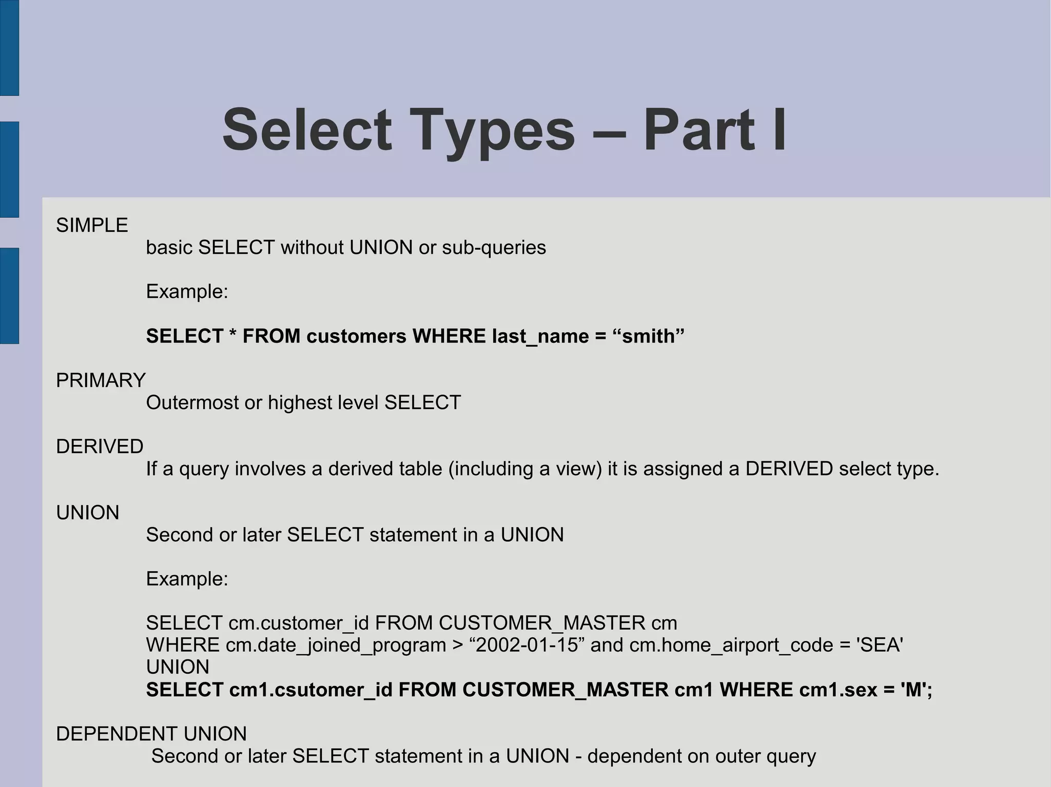 MySQL Query And Index Tuning