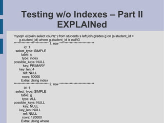 MySQL Query And Index Tuning