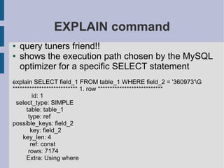 MySQL Query And Index Tuning