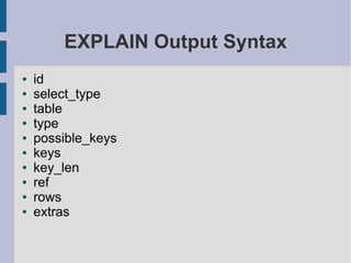 MySQL Query And Index Tuning
