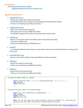 DBMS 4 | MySQL - DDL & DML Commands | PDF