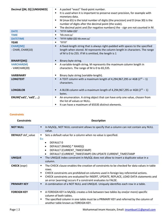 DBMS 4 | MySQL - DDL & DML Commands