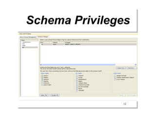 Schema Privileges




               12
 