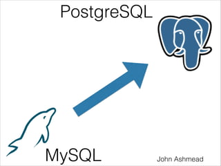 PostgreSQL
John AshmeadMySQL
 