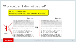 Copyright © 2017, Oracle and/or its affiliates. All rights reserved. | 28
Why would an index not be used?
 