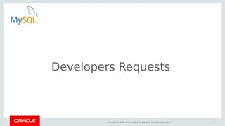 Copyright © 2018, Oracle and/or its affiliates. All rights reserved. |
Developers Requests
18
 