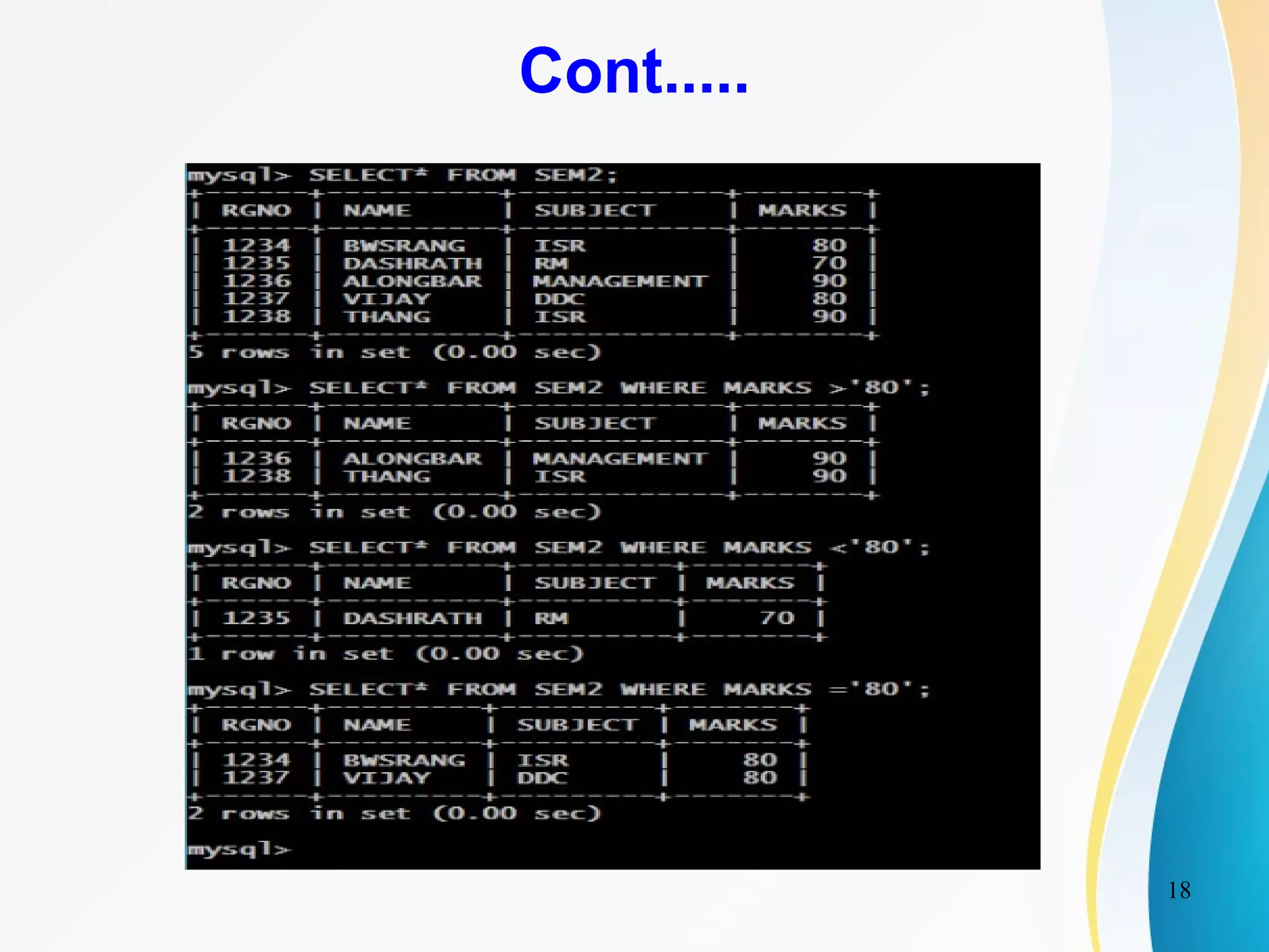 MySQL and its basic commands | PPT | Databases | Computer Software and ...