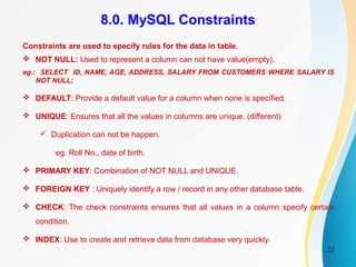 MySQL and its basic commands | PPT