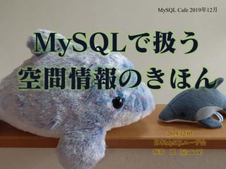 MySQLで扱う
空間情報のきほん
2019/12/05
日本MySQLユーザ会
坂井 恵（@sakaik）
MySQL Cafe 2019年12月
 