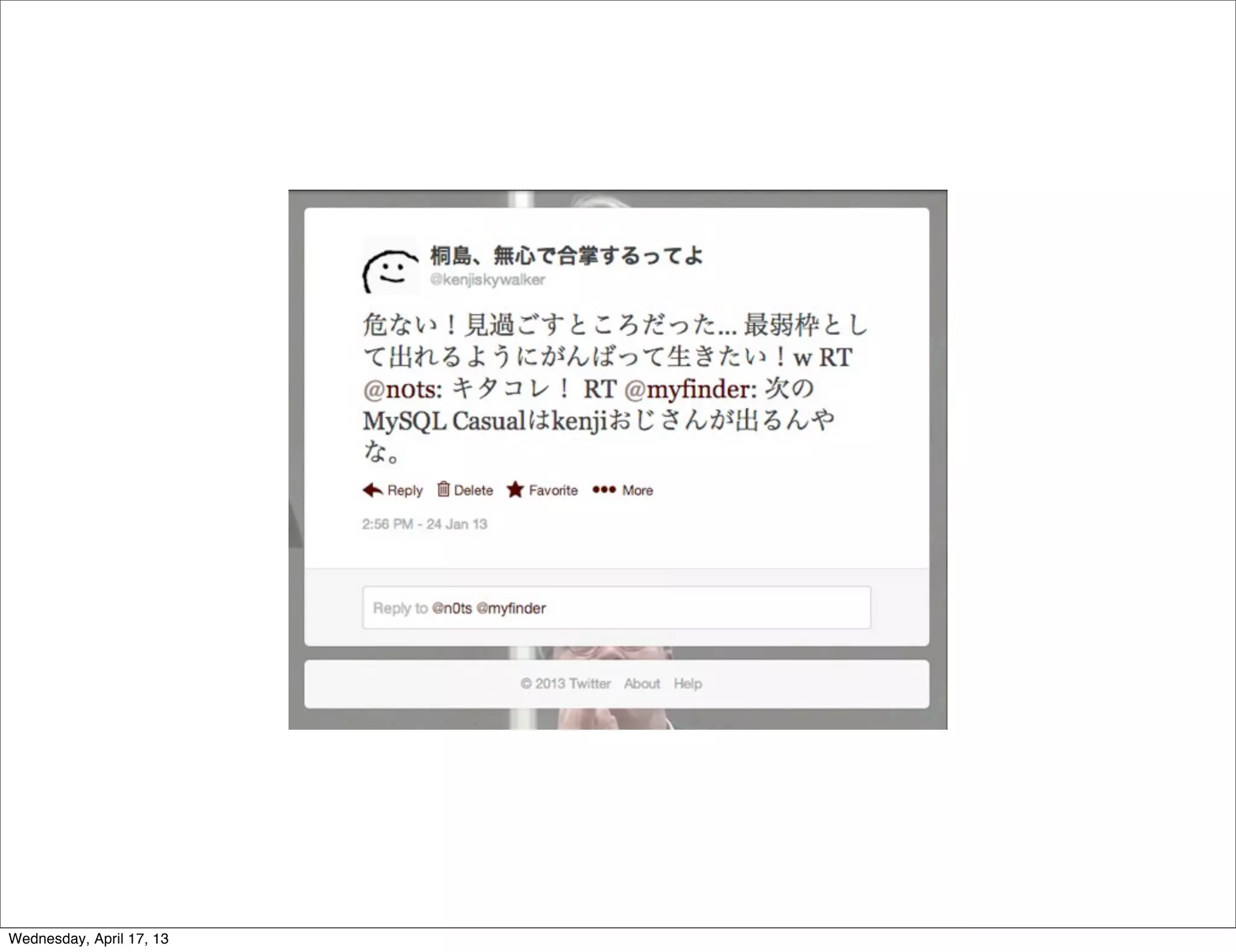 Wednesday, April 17, 13
 