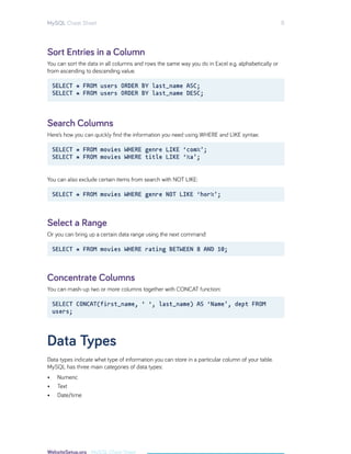 SQL CHEAT SHEET | PDF