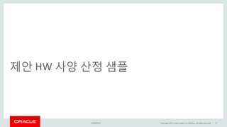 제안 HW 사양 산정 샘플
15/04/2015 Copyright 2015, oracle and/or its affiliates. All rights reserved 17
 