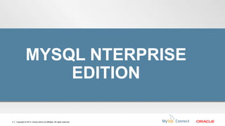 MYSQL NTERPRISE
EDITION
9

Copyright © 2013, Oracle and/or its affiliates. All rights reserved.

 