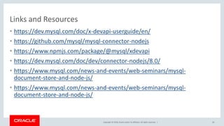 MySQL Connector/Node.js and the X DevAPI | PDF