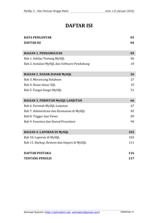 MySQL 5 : Dari Pemula Hingga Mahir                          versi 1.0 (Januari 2010)




                               DA...