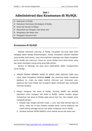 MySQL 5 : Dari Pemula Hingga Mahir                          versi 1.0 (Januari 2010)



                                  ...