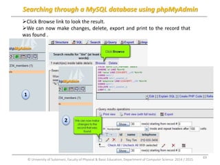 MySQL Database with phpMyAdmin | PPTX