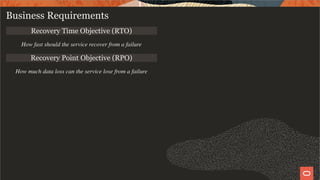 Recovery Time Objective (RTO)
How fast should the service recover from a failure
Recovery Point Objective (RPO)
How much data loss can the service lose from a failure
Business Requirements
9 / 28
 
