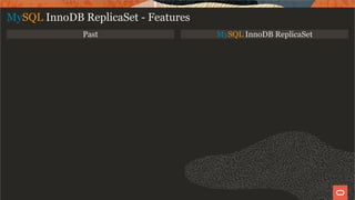 Past MySQL InnoDB ReplicaSet
MySQL InnoDB ReplicaSet - Features
19 / 28
 