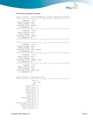 Mysql Datadictionary