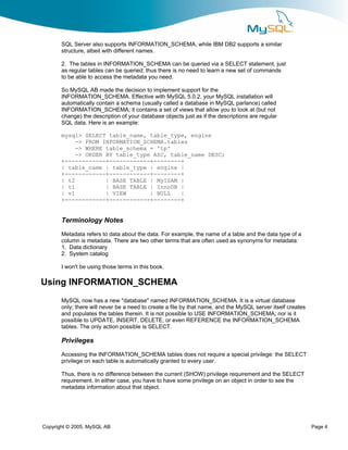 Mysql Datadictionary