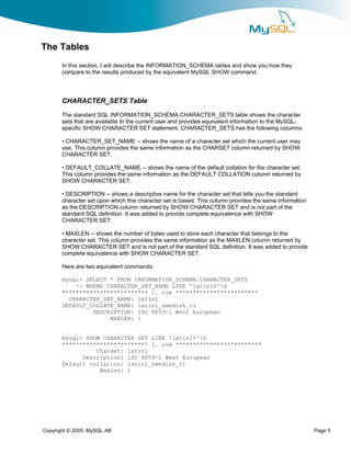 Mysql Datadictionary