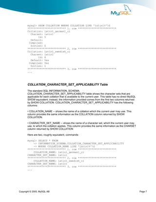 Mysql Datadictionary