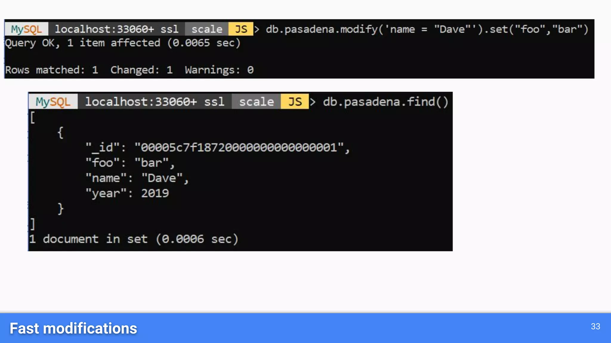 Fast modifications 33 