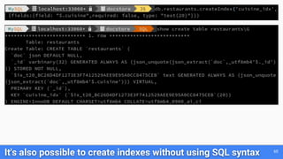 It's also possible to create indexes without using SQL syntax 60
 