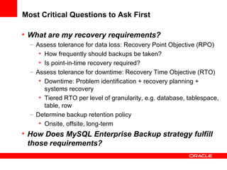 MySQL enterprise backup overview | PDF