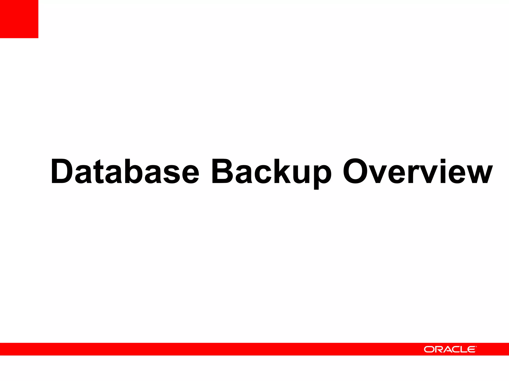 Database Backup Overview
 