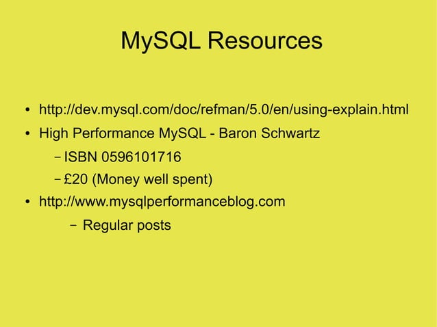 Mysql Explain Explained | PPT