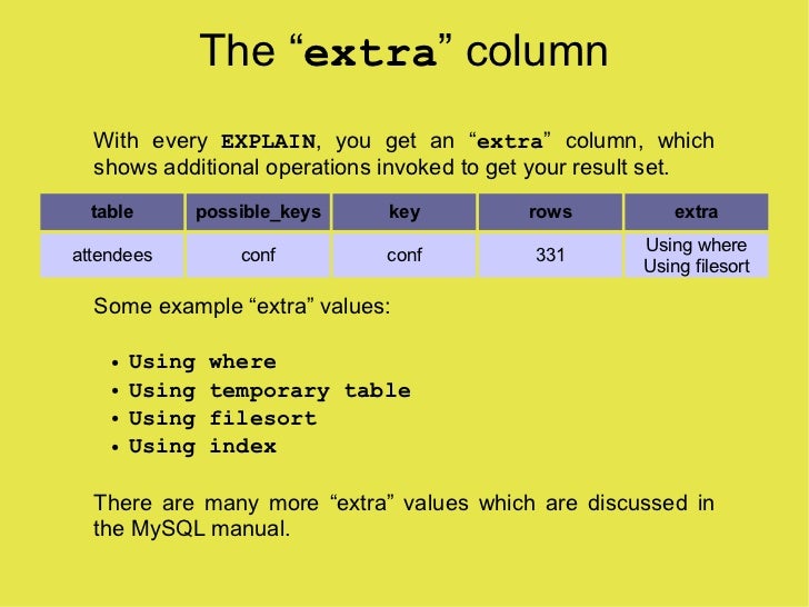 Mysql explain example