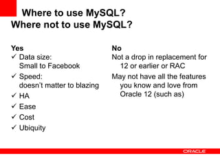 MySQL for Oracle DBA -- Rocky Mountain Oracle User Group Training Days '15 Slide 46