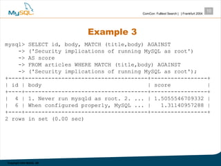Mysql Fulltext Search