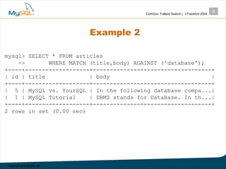 Mysql Fulltext Search