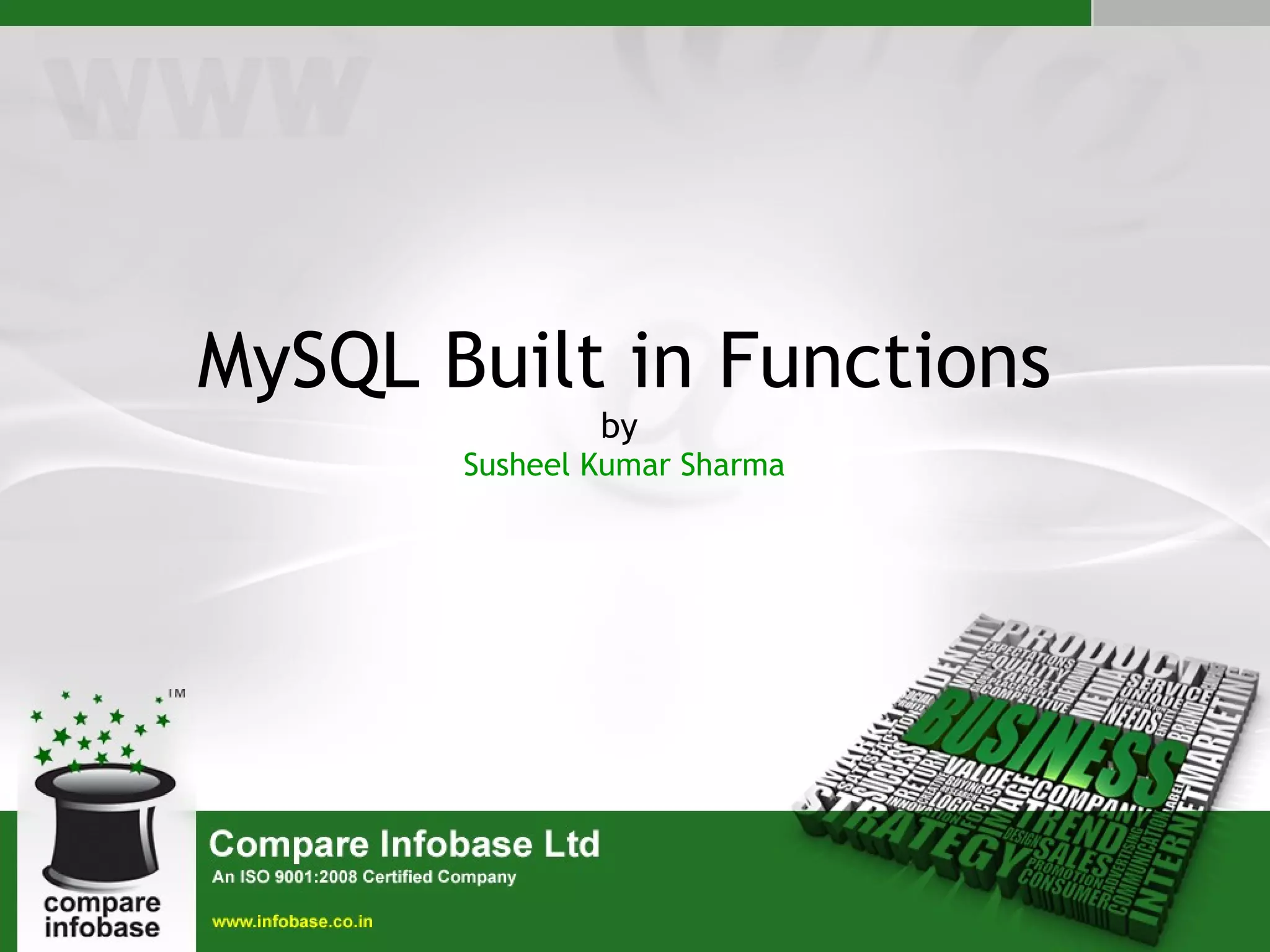 MySQL Functions | PPT | Free Download