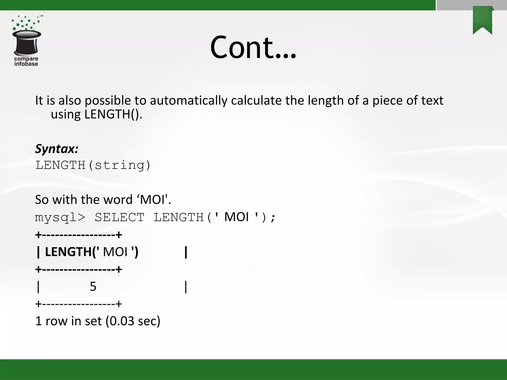 MySQL Functions | PPT