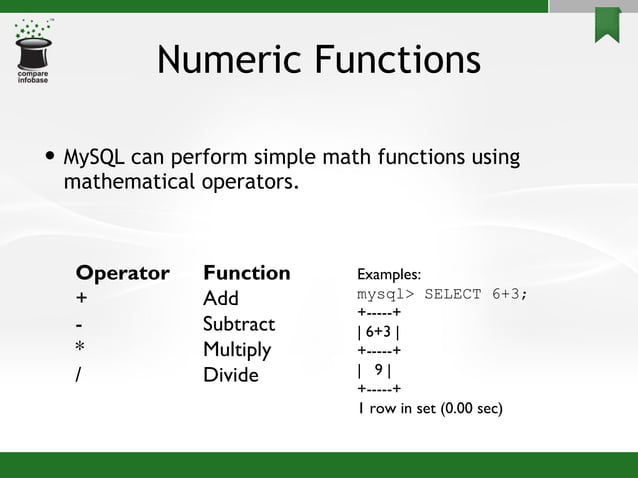MySQL Functions | PPT