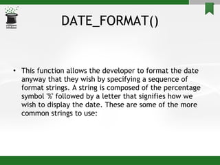 MySQL Functions | PPT