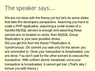 The speaker says... 
We are not done with the theory yet but let's do some slides 
that take the developers perspective. A...