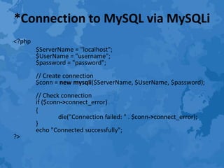 MySQLi | PPTX