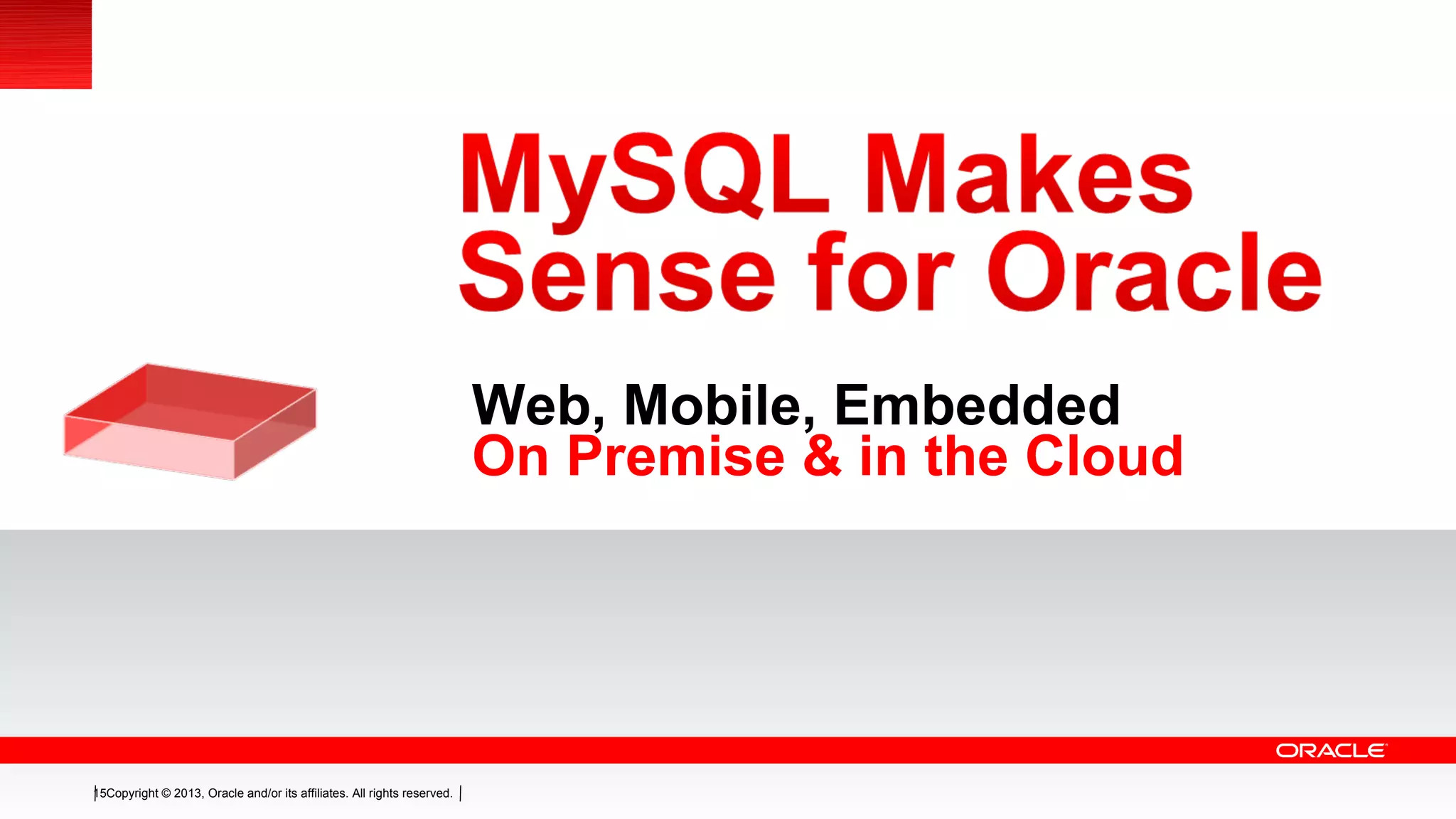 Copyright © 2013, Oracle and/or its affiliates. All rights reserved.15Copyright © 2013, Oracle and/or its affiliates. All rights reserved.15
Web, Mobile, Embedded
On Premise & in the Cloud
 